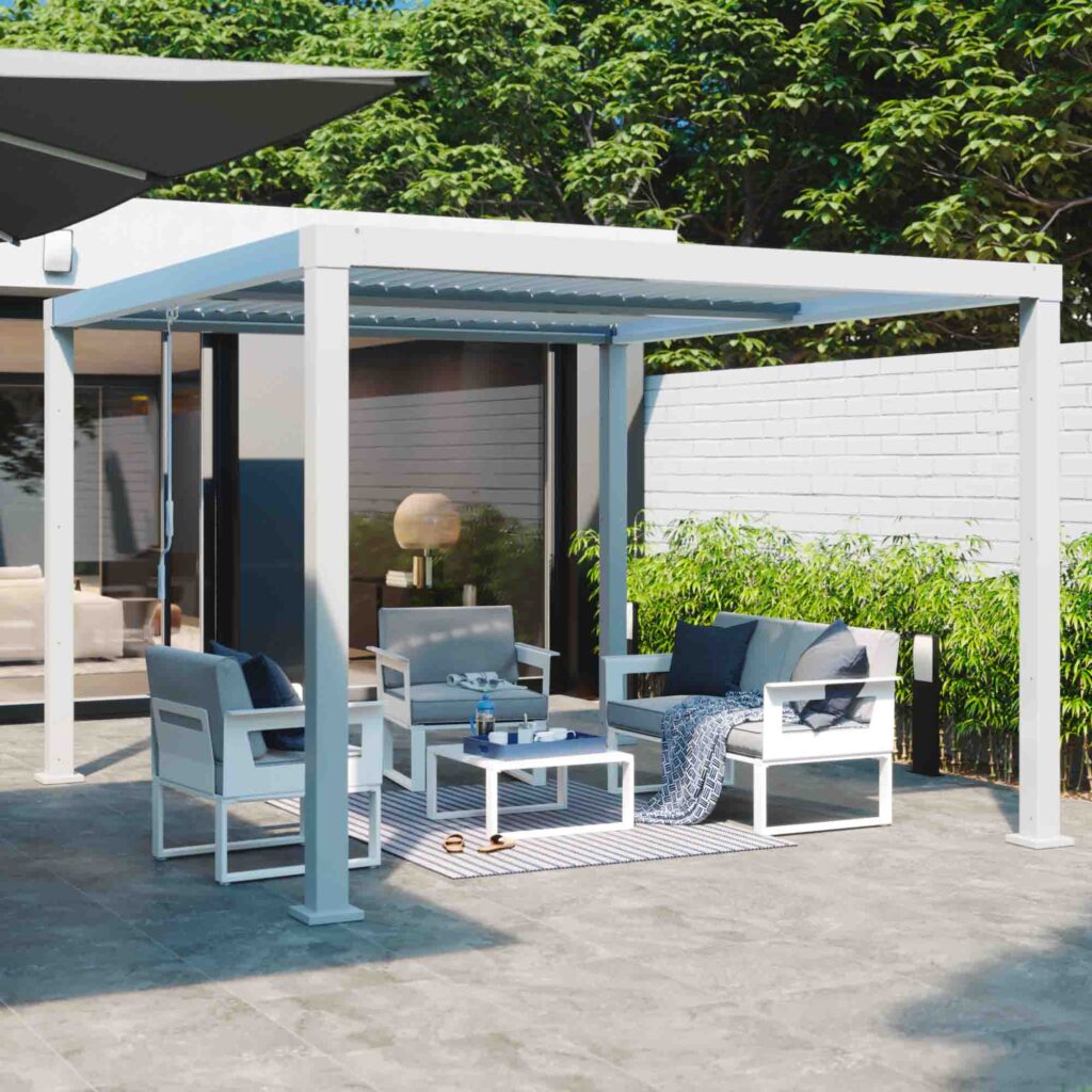 Set de porche Odyssea de aluminio blanco Naterial