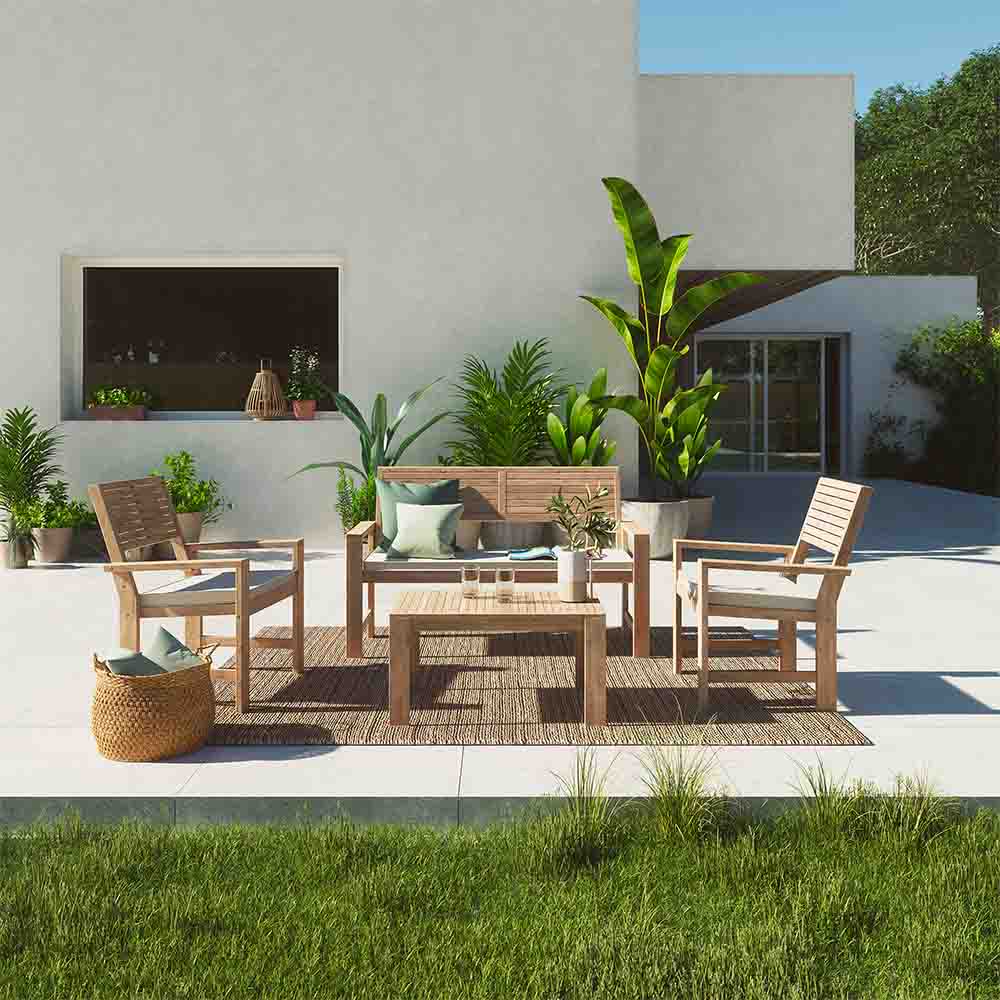 Set de sofás y mesa baja Solis de madera Naterial