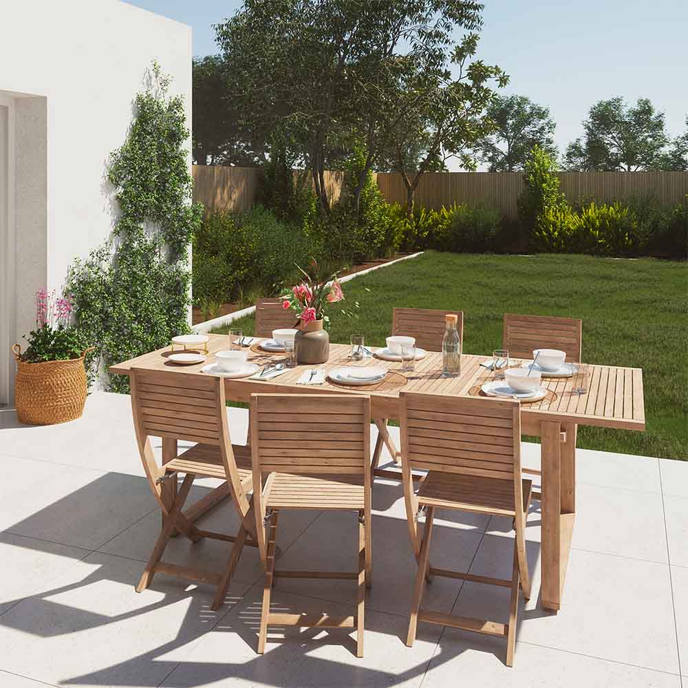 Mesa de jardín extensible de madera Solaris