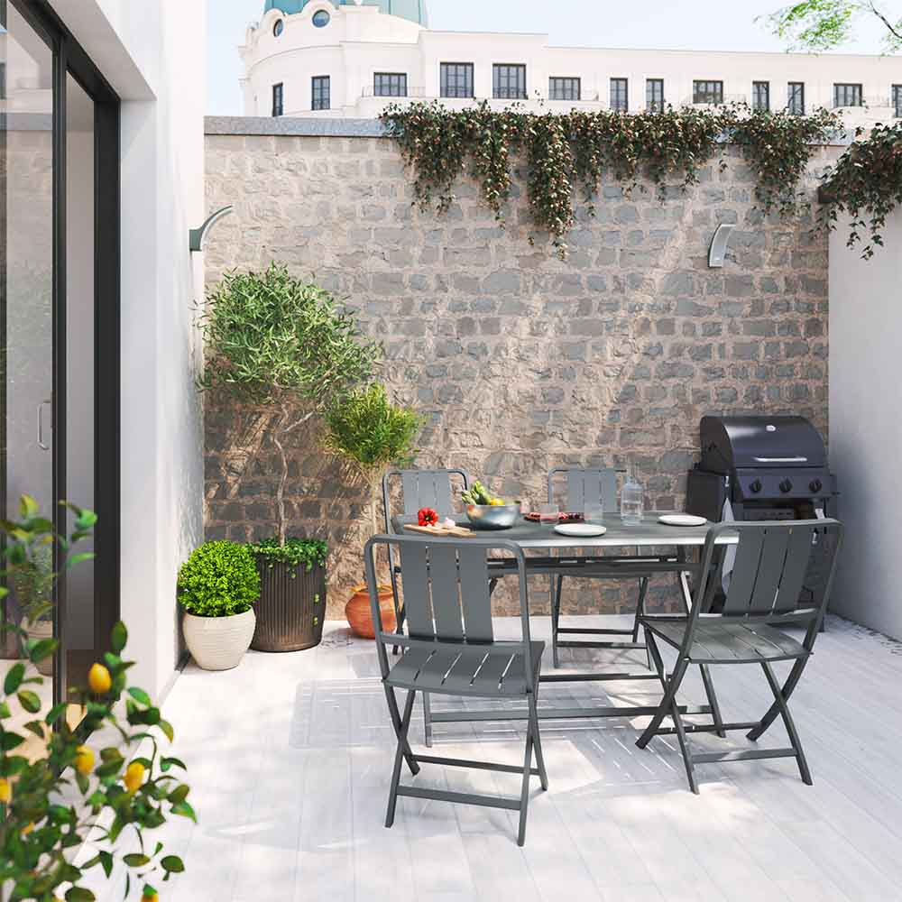 Mesa de jardín plegable Idaho de aluminio gris