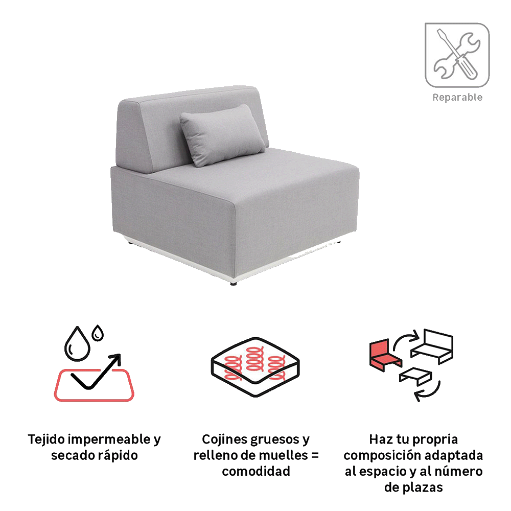 Sillón de jardín Neptune de aluminio