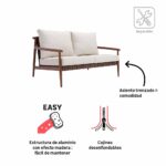 Sofá de jardín Retro de aluminio beige 2 plazas
