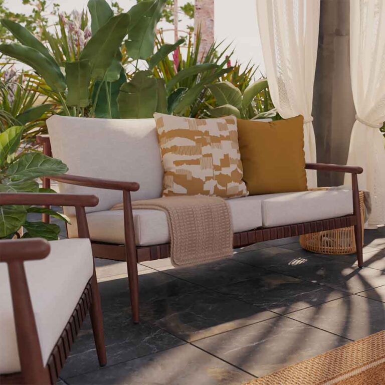 Sofá de jardín Retro de aluminio beige 2 plazas