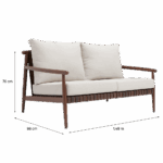 Sofá de jardín Retro de aluminio beige 2 plazas