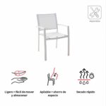 Silla de jardín de aluminio textileno blanco con reposabrazos Lyra Beta
