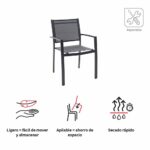 Silla de jardín de aluminio textileno antracita con reposabrazos Lyra Beta
