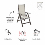 Set de 2 sillas multiposiciones aluminio textileno moca Odyssea