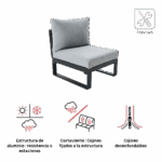 Silla de jardín esquinera teca 1 persona aluminio antracita Persea