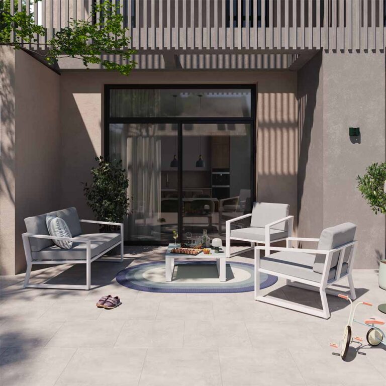 Conjunto de jardín 4 personas aluminio textileno blanco Lyra