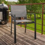 Silla de jardín de aluminio textileno antracita con reposabrazos Lyra Beta