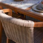 Silla de jardín de aluminio efecto madera de mimbre Gaia
