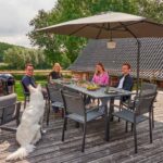 Silla de jardín de aluminio textileno antracita con reposabrazos Lyra Beta