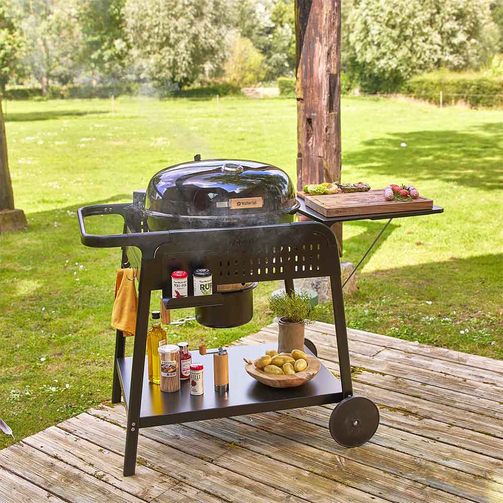 Barbacoa de carbón sobre carro con ruedas diámetro 54 cm antracita