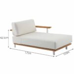 Chaise-longue teca sofá 1 persona aluminio blanco Duna