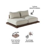 Sofá de jardín 2 personas de ratán y aluminio Maya beige