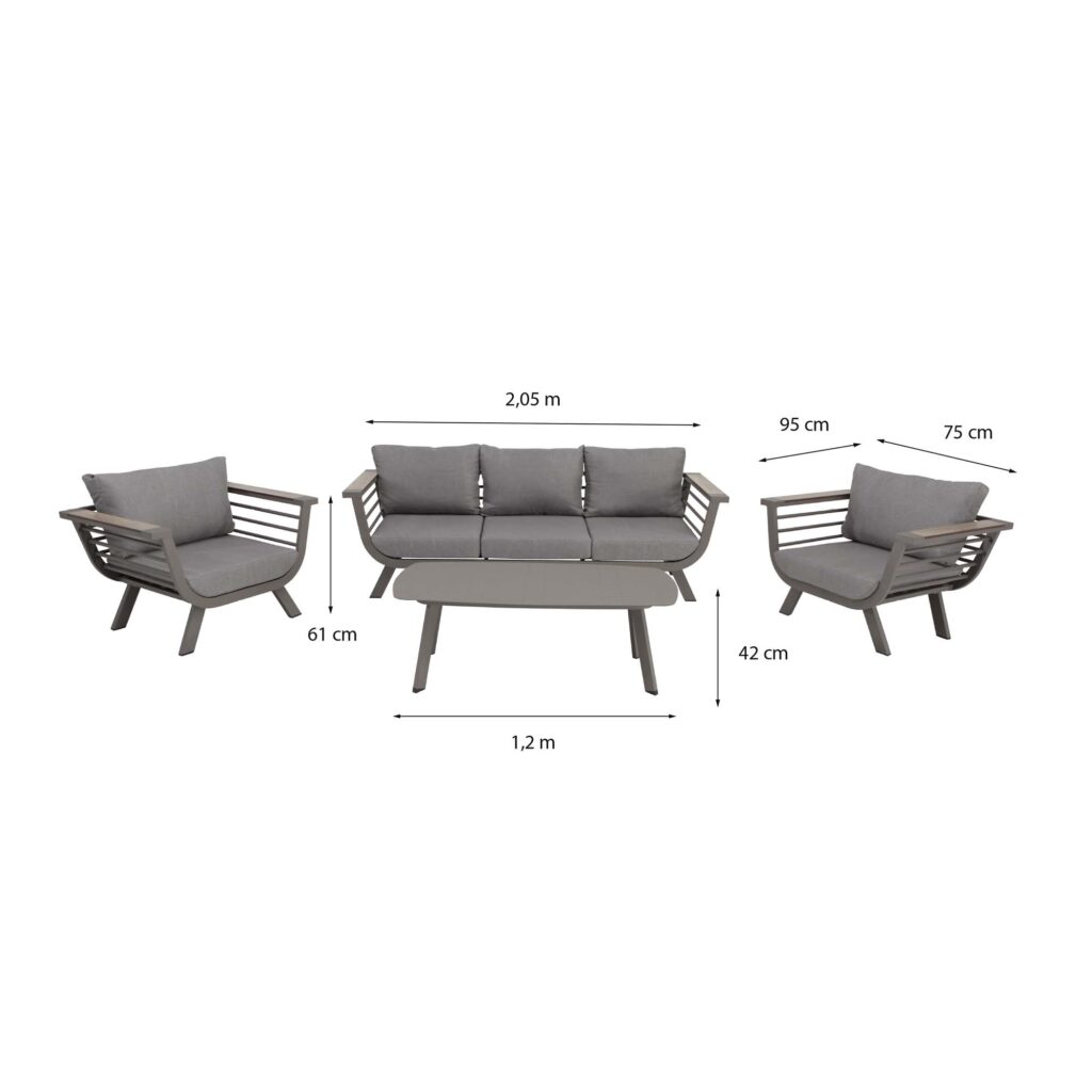 Set de Porche Neckar 5 Personas : Aluminio y Madera para tu Jardín