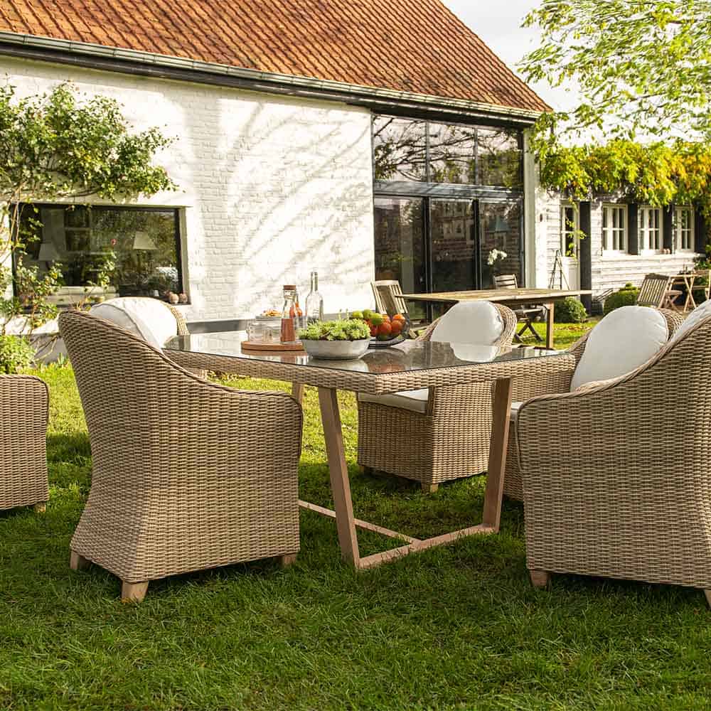 Table de jardin Medena rectangulaire marron 6 personnes