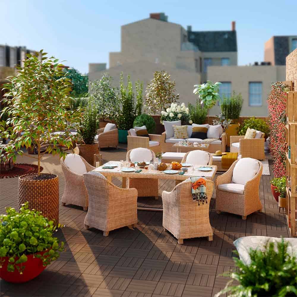 Table de jardin Medena rectangulaire marron 6 personnes