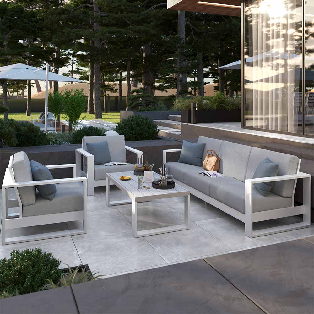Salon de jardin aluminium Athena Blanc 5 personnes