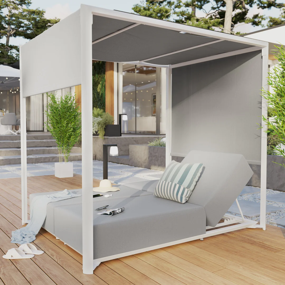 Toit pour bain de soleil double en aluminium Neptune