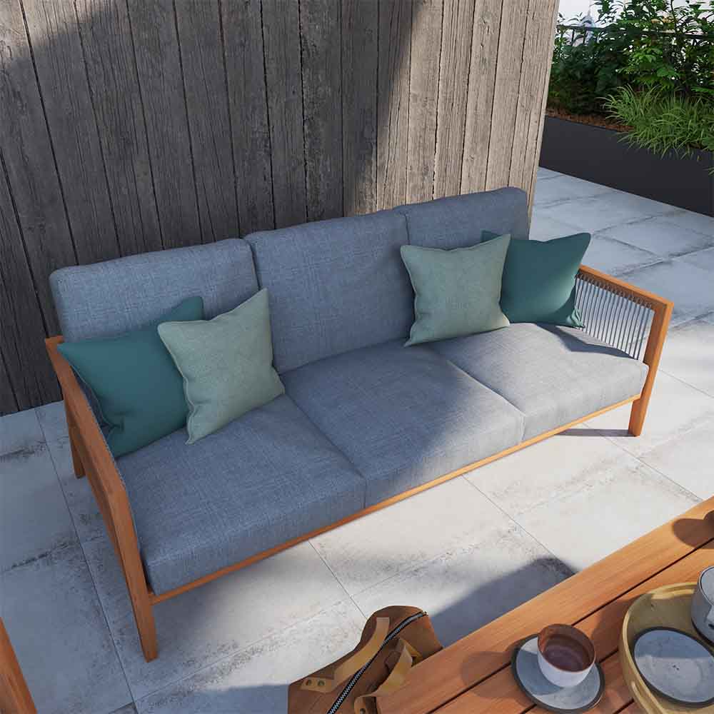 Canapé de jardin teck aluminium Lita 3 personnes
