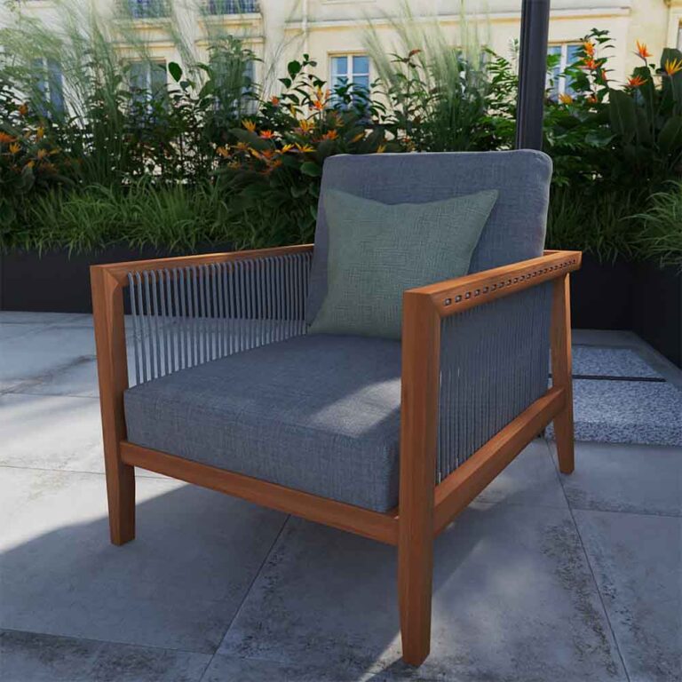 Fauteuil de jardin teck aluminium Lita