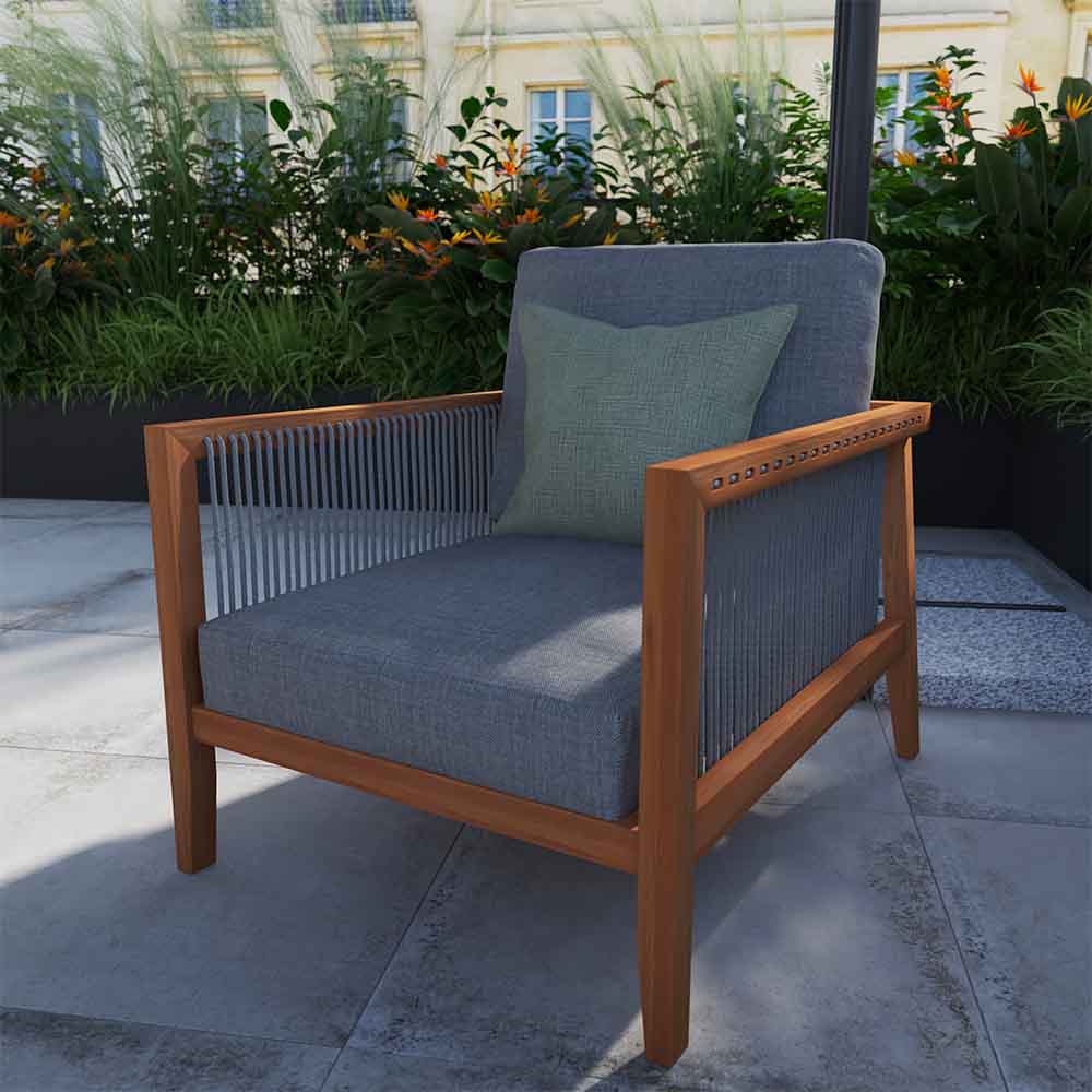 Fauteuil de jardin teck aluminium Lita