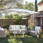 Salon de jardin aluminium résine tressée Medena 5 personnes