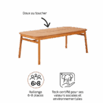 Table de jardin extensible teck Aurora 8 personnes