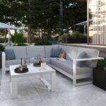Salon de jardin d'angle aluminium Athena 5 personnes blanc