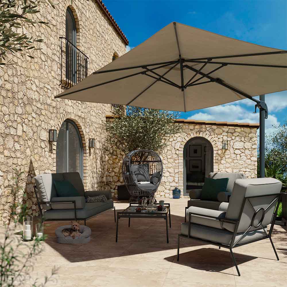 Salon de jardin aluminium Onyx 4 personnes gris