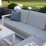 Salon de jardin d'angle aluminium Athena 5 personnes blanc