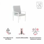 Lot de 2 fauteuils de repas aluminium Athena blanc