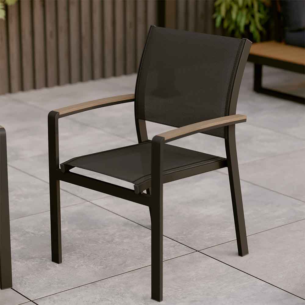 Fauteuil de repas aluminium Clara anthracite