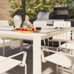 Table de jardin extensible aluminium beige