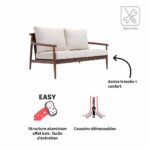 Salon de jardin aluminium Retro 2 personnes marron