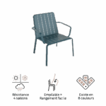 Fauteuil de jardin aluminium Idaho bleu