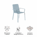 Fauteuil de repas aluminium Idaho bleu clair