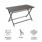Table de jardin pliable aluminium Idaho anthracite