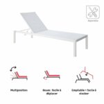 Transat multiposition aluminium textilène blanc Lyra Beta