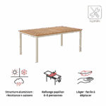 Table de jardin extensible 8 personnes aluminium blanc eucalyptus Oris