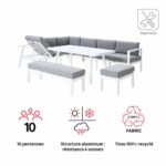 Salon de jardin et de repas 10 personnes modulable aluminium blanc Naxos II