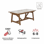 Table de jardin extensible 8 personnes céramique aluminium Gaia