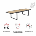 Table de jardin teck extensible 10 personnes aluminium anthracite Persea
