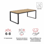 Table de jardin teck fixe 8 personnes aluminium anthracite Persea