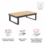 Table basse de jardin teck rectangulaire aluminium anthracite Persea