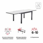 Table de jardin extensible 10 personnes verre aluminium anthracite Lyra II