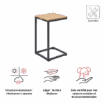Table d'appoint teck aluminium anthracite Persea