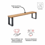 Banc de jardin 3 personnes teck aluminium anthracite Sirokos