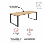 Table de jardin fixe 6 personnes teck aluminium anthracite Sirokos